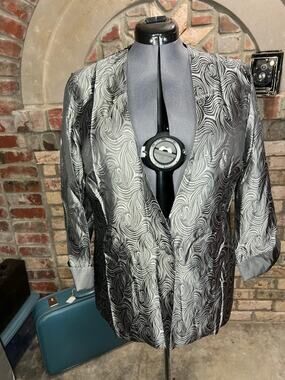 jacket blazer silver swirl boxy 1980s
